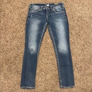 Silver Jeans Blue Skinny Denim with Faded Distressing